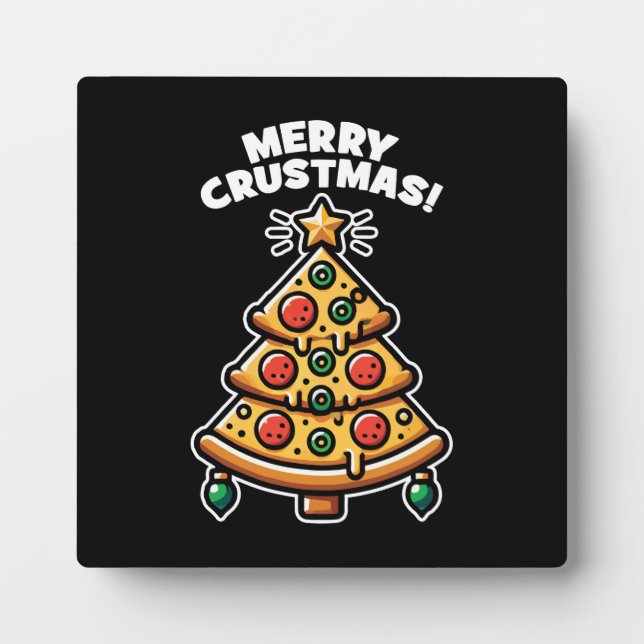 Plaque Photo Joyeux Crustmas Pizza Tree - Noël drôle (Devant)