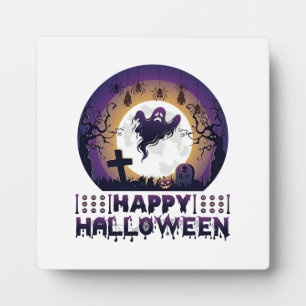 Plaque Photo Joyeux Halloween Chauves-souris fantômes araignées