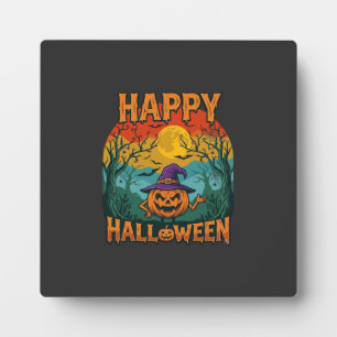 Plaque Photo Joyeux Halloween Citrouille Chapeau de Sorcière Pl