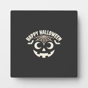 Plaque Photo Joyeux Halloween Citrouille Visage Design_1