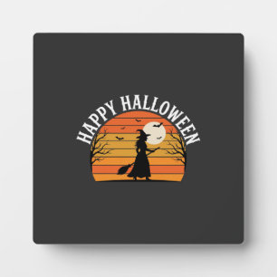 Plaque Photo Joyeux Halloween Sorcière Coucher de soleil Design