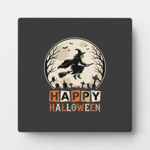 Plaque Photo Joyeux Halloween Sorcière Lune Cimetière Conceptio