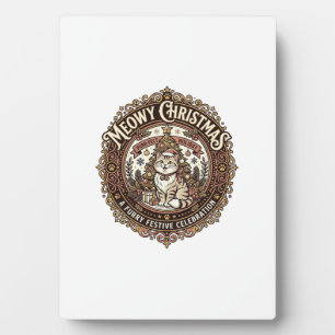 Plaque Photo Joyeux Noël Chat Christmas Vintage Vector Art S