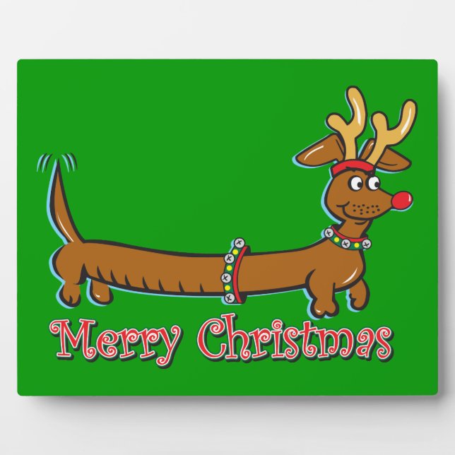 Plaque Photo Joyeux Noël Dachshund (Devant)