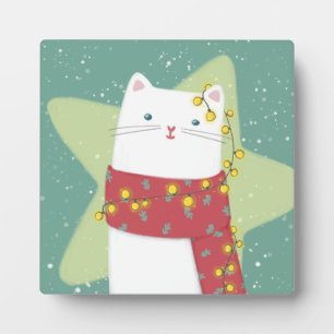 Plaque Photo Joyeux Noël : Illustration de chat