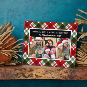 Plaque Photo Joyeux Noël Plaid Tartan Photo Collage