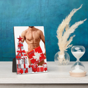Plaque Photo Joyeux Noël SlipperyJoe rouge blanc argent cadeau