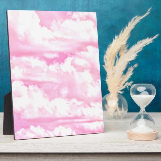 Plaque Photo Joyeux nuages rose pastel (Côté)