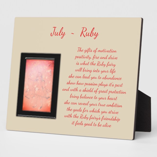 Plaque Photo Juillet Birthstone Ruby (Côté)