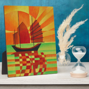 Plaque Photo Junk on Sea of Green Cubist Abstrait