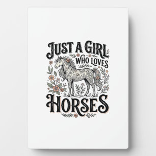 Plaque Photo Juste une fille qui aime les chevaux dessin floral