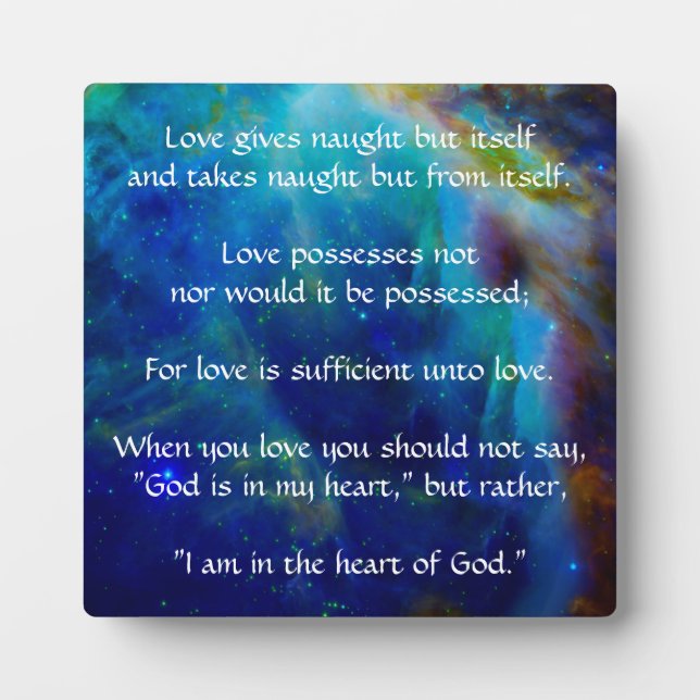 Plaque Photo Kahlil Gibran sur Love (Devant)