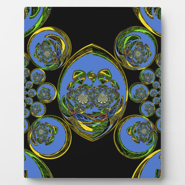 Plaque Photo Kaleidoscope bleu et jaune Imprimer (Devant)