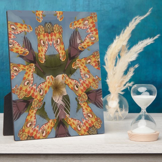 Plaque Photo Kaleidoscope Giraffe Mandala : Safari Art Abstrait (Côté)