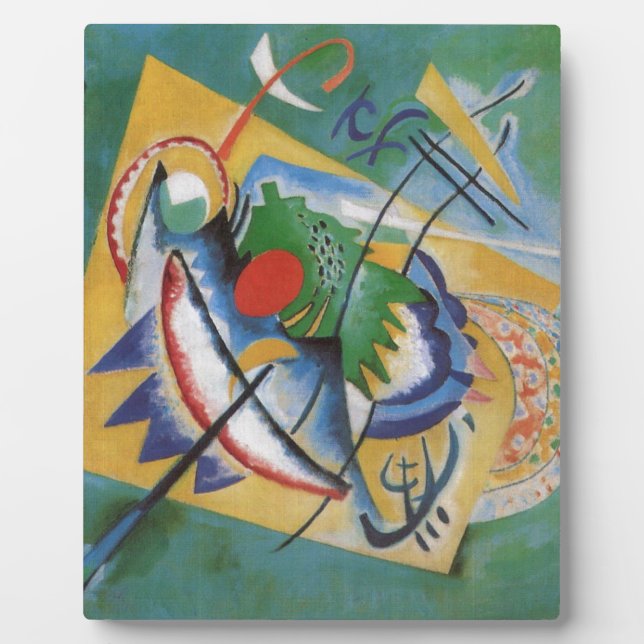 Plaque Photo Kandinsky rouge ovale Abstraite oeuvre d'art vert  (Devant)