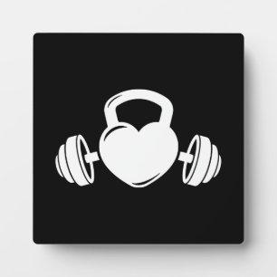Plaque Photo Kettlebell Barbell Love - Gym Workout Motivational