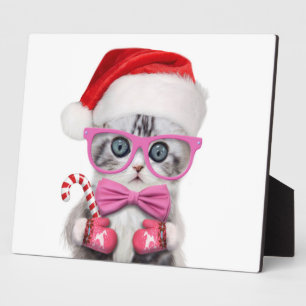 Plaque Photo Kitten en casquette de Noël