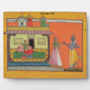 Plaque Photo Krishna arrivant chez Radha, illustration pour