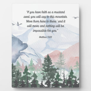 Plaque Photo La foi peut déplacer les montagnes Bible Verse Art