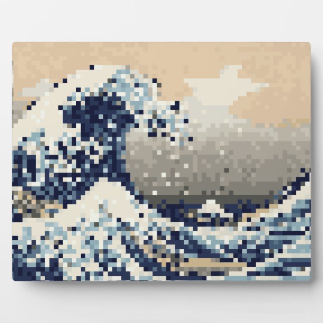 Plaque Photo La Grande vague au large de Kanagawa 8 bits Pixel  (Devant)