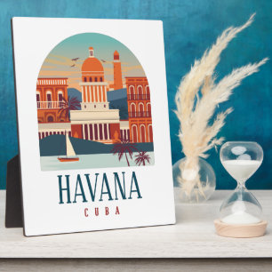 Plaque Photo La Havane Cuba Skyline Vintage