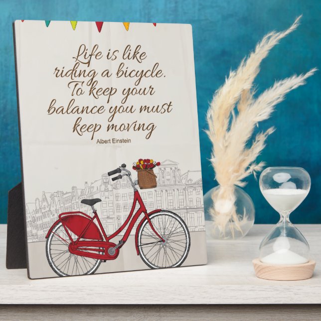Plaque Photo la vie, c'est comme rouler à vélo (Côté)