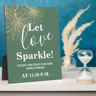Plaque Photo Laisser l'amour Sparkle Green mariage signer table