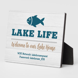 Plaque Photo Lake Life Bienvenue à notre Lake House signe WIFI
