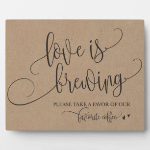 Plaque Photo L'amour brasse le café bar Mariage Signé