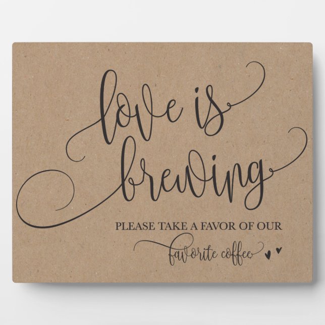Plaque Photo L'amour brasse le café bar Mariage Signé (Devant)