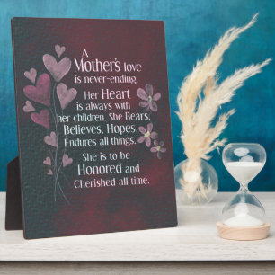 Plaque Photo L'amour d'une mère