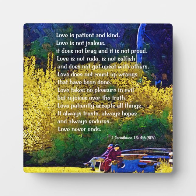 Plaque Photo L'Amour Est Patient : Couple Dans Le Parc (Devant)