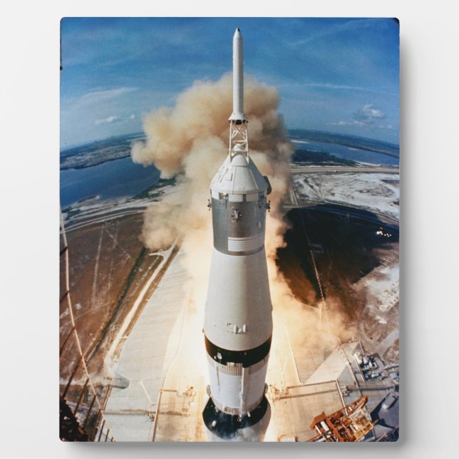 Plaque Photo Lancement de la fusée Apollo Saturn V à Moon 1969 (Devant)