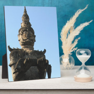 Plaque Photo Lao Giant Guardian .. Parc du Bouddha, Vientiane, 