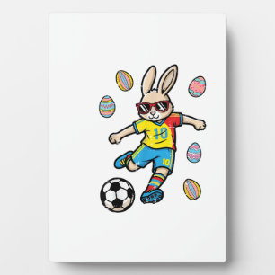 Plaque Photo Lapin de Pâques Coup de Pied de Football pour Garç