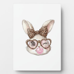 Plaque Photo Lapin de Pâques Lunettes Mignonnes Léopard Lapin d