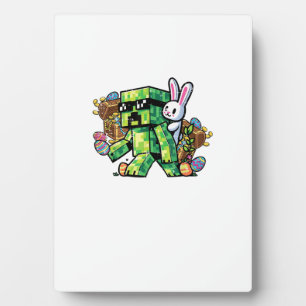 Plaque Photo Lapin de Pâques Pixel Joueur Enfant Garçons 