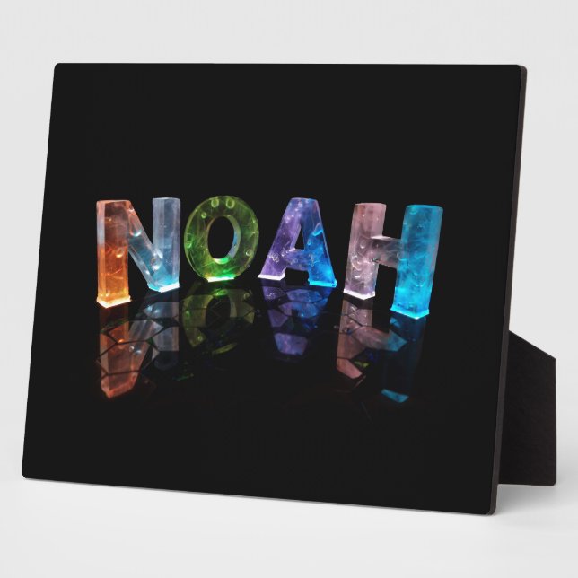 Plaque Photo Le nom Noah en lumières 3D (photo) (Côté)