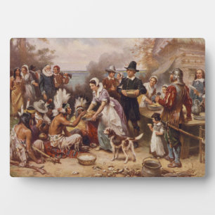 Plaque Photo Le premier Thanksgiving 1621 c.1932