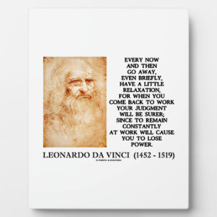 Plaque Photo Leonardo da Vinci Relaxation Travail Jugement Pouv