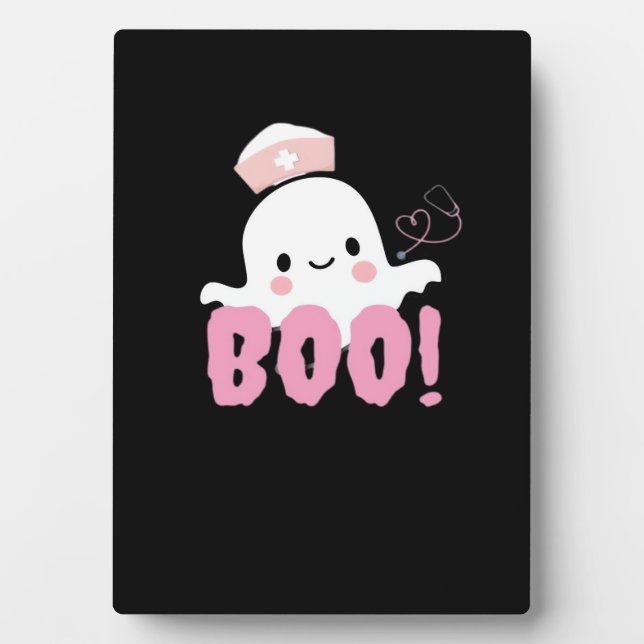 Plaque Photo Les Chemises Infirmières D'Halloween Femme Boo ! T (Devant)