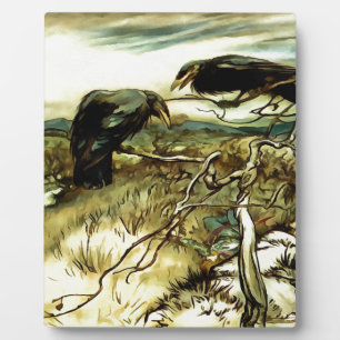 Plaque Photo Les deux corbeaux ou corbies Twa font un mane