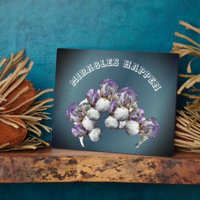 Plaque Photo Les miracles se produisent Iris Fleurs Inspiration (Côté)