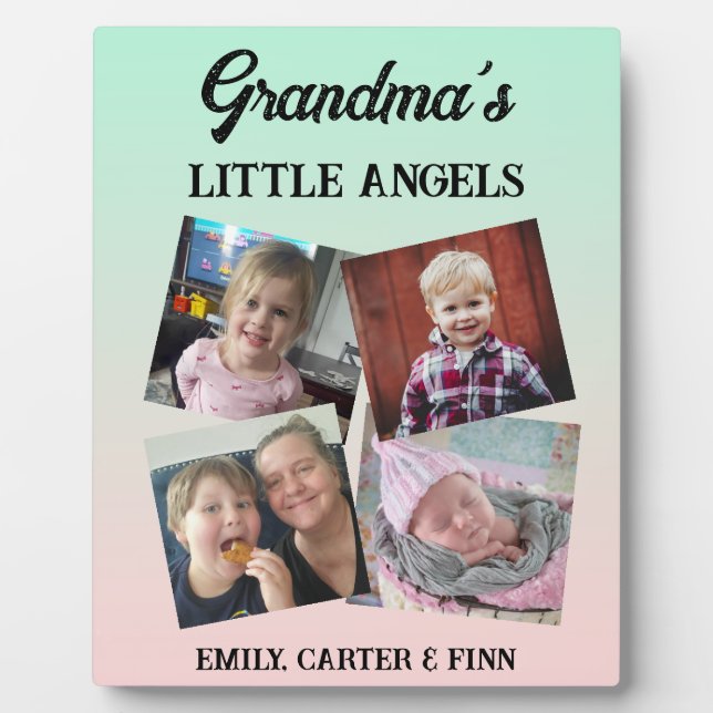 Plaque Photo Les petits anges de grand-mère | Cadeau photo (Devant)