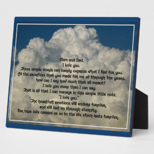Plaque Photo Lettre d'amour aux parents