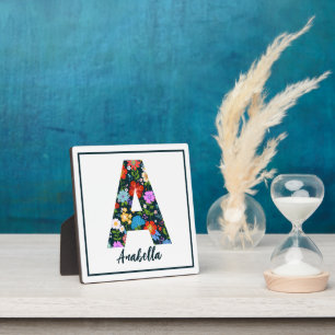 Plaque Photo Lettre monogramme A Tabletop Fleurs d'art populair
