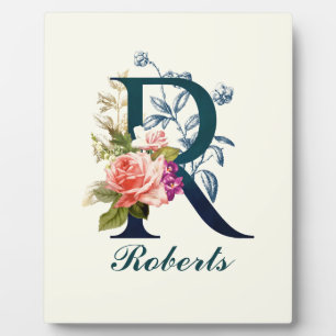 Plaque Photo LETTRE MONOGRAPHIQUE Florale R