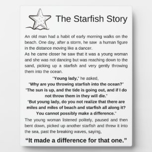 Plaque Photo L'histoire de Starfish. Poème Starfish.