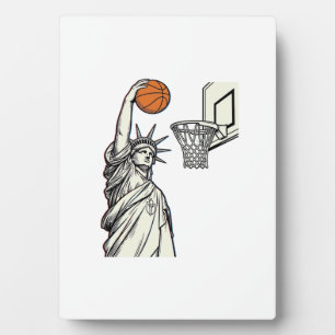 Plaque Photo Liberté Basketball Dunk Dessin de Gravure Vintage_
