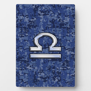 Plaque Photo Libra Zodiac Connexion Camouflage numérique bleu